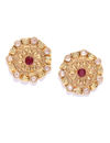 YouBella Red Gold-Plated Textured Circular Oversized Studs